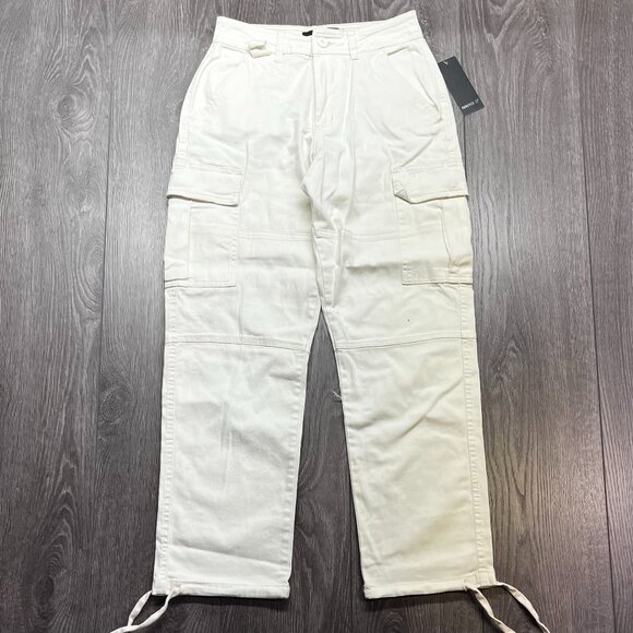 Forever 21 White Cargo Light Weight Pants XS NWT New Extra Small - Picture 1 of 11
